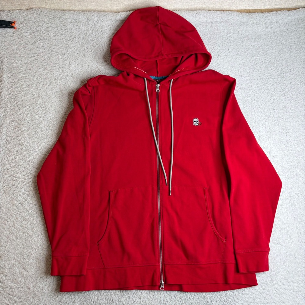 Robert Graham Mens 3XL Red Skull Rose Full Zip Hoodie Sweatshirt Classic Fit